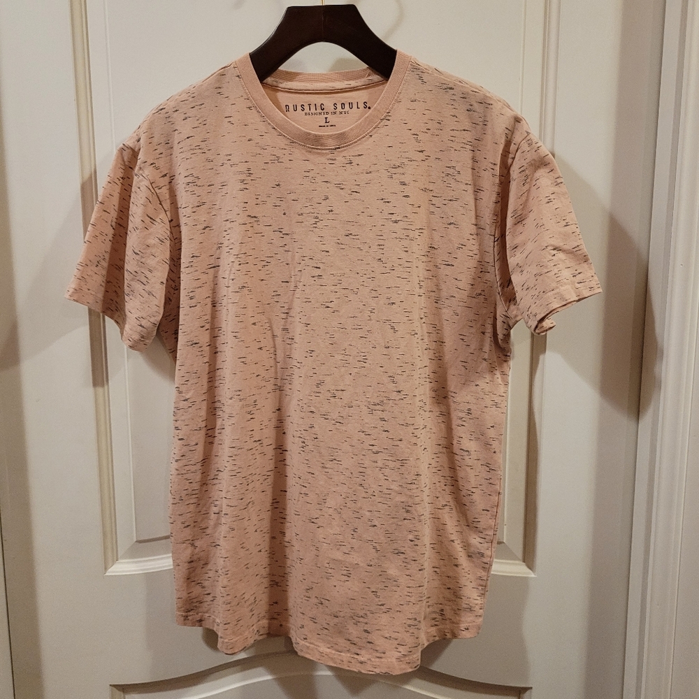 Rustic Souls tee, pink with gray speckles, size L